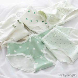 Women's Cotton Underwear, Sexy Printing Panties, Fashion Girl Bow Briefs, Mid Waist Female Lingerie