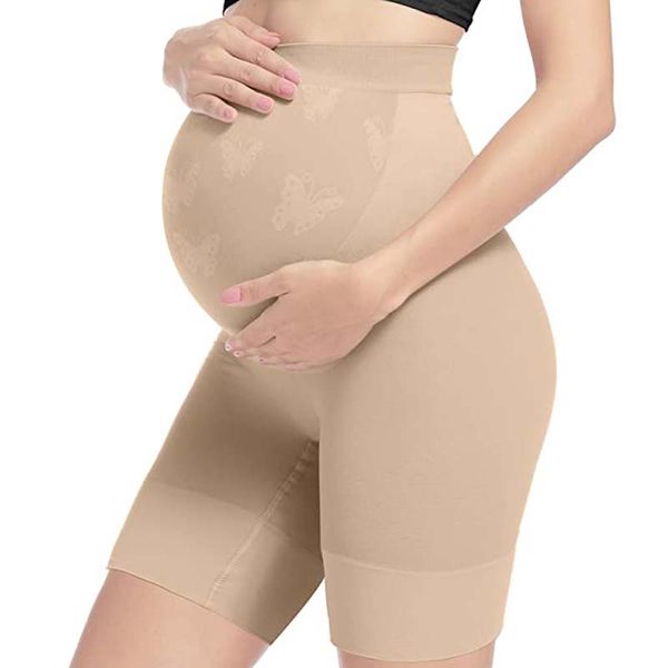 Maternité Intimates Leggings taille haute 5 points pour femmes enceintes, vêtements de maternité sans couture sur le ventre/mi-cuisse, sous-vêtements de grossesse, soutien du ventre pour robes