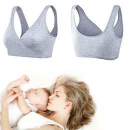 Maternidad Íntimos Mujer Ropa interior Dormir Sin aros Levantar Enfermería Insertos extraíbles Mezcla de algodón Sin costura Sólido Deportes Sujetadores de maternidad 230724