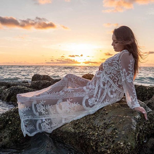 Maternité Dentelle Robe Robes Maternité Photographie Props Bohême Maxi Robe Séance Photo Femmes Enceintes Robe Robes Robe De Plage Q0713