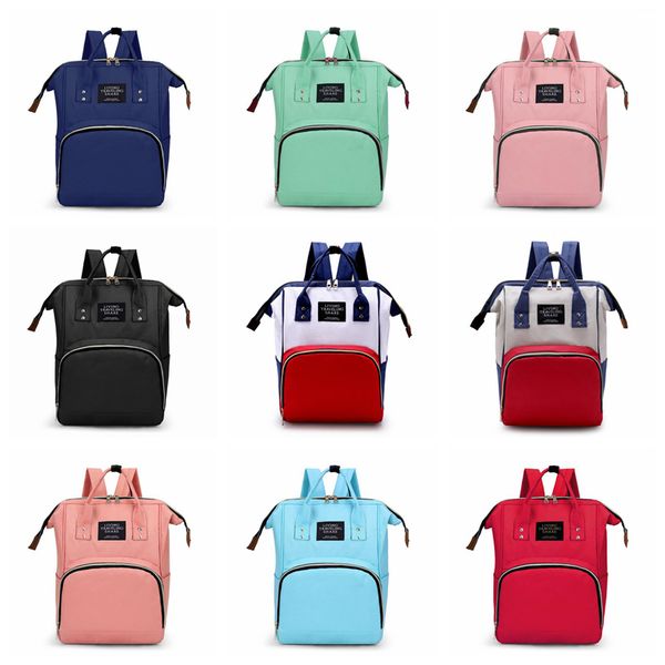 Bolsa de pañales de maternidad Mochilas de mamá de gran capacidad Bolsa de pañales para bebés Bolsos femeninos Mochila de viaje Bolsas para cochecito Cuidado del bebé 11 colores DW5949