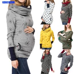 Maternité soins infirmiers sweat à capuche hiver automne vêtements de grossesse femmes enceintes allaitement pull chemises T petit haut 240311