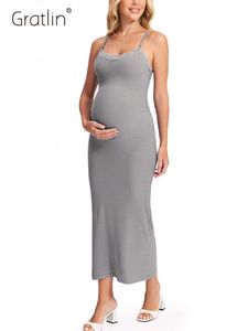 Zwangerschapsverpleegkundige geribbelde casual bodycon -jurken met ingebouwde bh mouwloze kanten nek babydouche jurk ma004 l2405