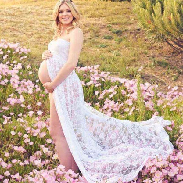 Vestido de fotografía de maternidad con abertura frontal, Vestidos ajustados de cintura alta, accesorios para sesión de fotos de mujeres embarazadas, vestido de embarazo de tul