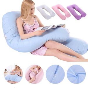 Almohadas de maternidad 125x65 cm Case de almohada de embarazo U Tipo de almohada lumbar Lumbar Multi Function Protect Cubierta de cojín para el embarazo 230627