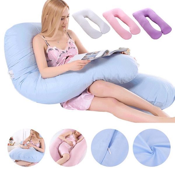 Oreillers de maternité 125x65cm Taie d'oreiller enceinte Type U Taie d'oreiller lombaire Multi Fonction Side Protect Housse de coussin pour les femmes enceintes 230504