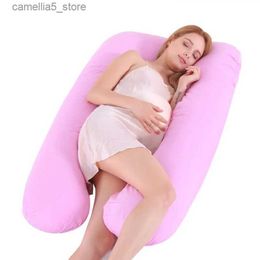 Almofadas de maternidade travesseiro de gravidez de corpo inteiro em forma de u travesseiro de maternidade para dormir grávida com capa de algodão removível q231128