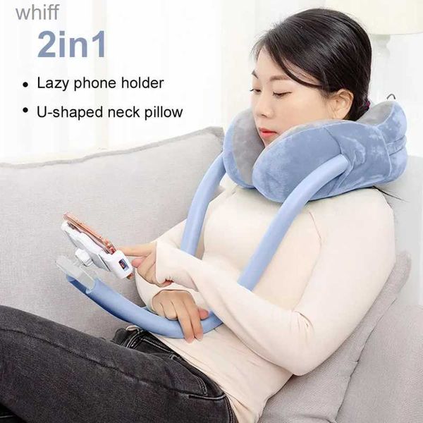 Almohadas de maternidad Almohada de viaje con soporte para teléfono móvil Soporte para el cuello Rotación 360 Soporte universal para tableta y teléfono móvil Almohada de viaje OutdoorL231106