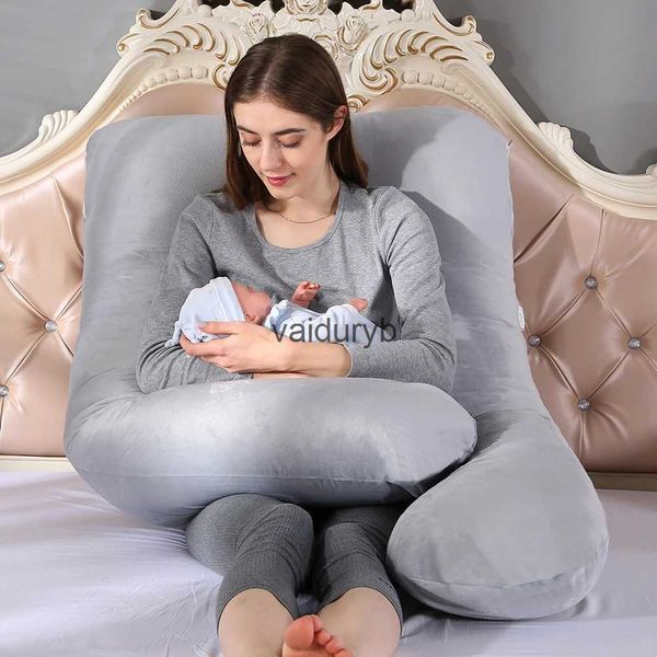 Oreillers de maternité en forme de U, coussin de couchage latéral en velours cristal, coussin de sieste pour femmes enceintes