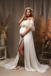 Maternité pographie accessoires robe sans épaule dentelle maternité Po Shoot tenue bohème femme enceinte robe pour pographie 240315