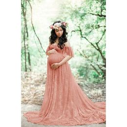 Accesorios de fotografía de maternidad accesorios de tiro vestido para Po Shoot encaje mujeres embarazadas cola manga corta 240129