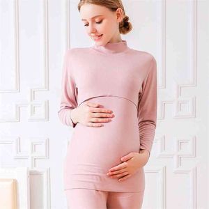 Conjunto de pijama de maternidad Ropa interior para mujeres embarazadas Lactancia materna Sleep Lounge Pijama de enfermería 210918