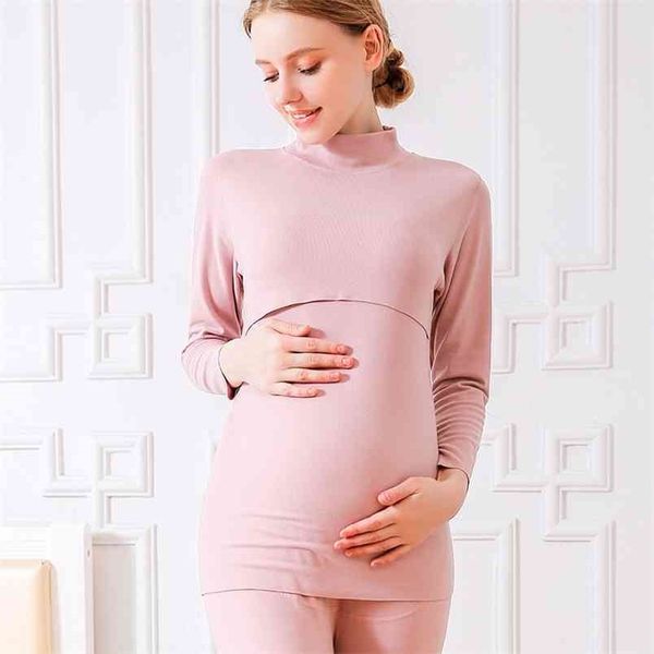 Pyjama de maternité Set Femmes enceintes Sous-vêtements Allaitement Sleep Lounge Pyjama d'allaitement 210918