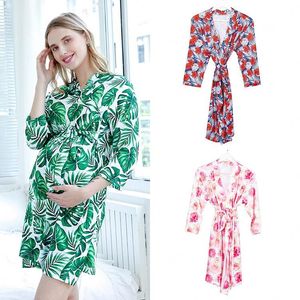 Moederschap Slaap Lounge Kleding Zwangere Vrouwen Nachthemd Floral Gedrukt Robe Pyjama Kleding