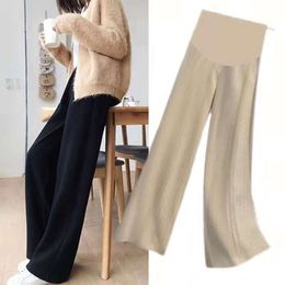 Maternity Straight Pants Summer High Waist Thin Cool Belly Clothes For Pregnant Women Fashion Wide Leg Loose Pregnancy Trousers L2405