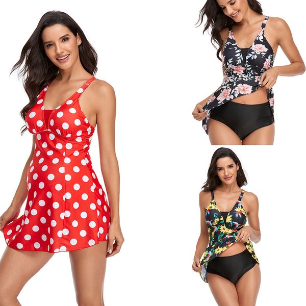 Traje de baño de maternidad Embarazo Ropa de mujer Trajes de baño con estampado floral Top Pantalones cortos Traje de baño Tankini Conjuntos Halter Acolchado Traje de baño