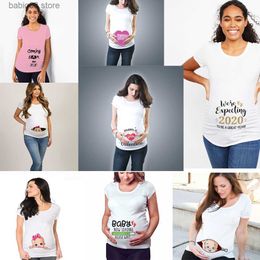 Kraamtops T-stukken 2020 Laden van vrouwen kraamschapstops met korte mouwen t-shirt zwangerschap Grappige kleding voor zwangere kraamschap Hot Sale t-shirt drop-schip T230523
