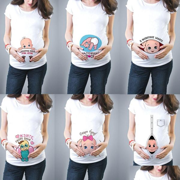 Maternité t-shirts t-shirts de grossesse décontractée de vêtements pour femmes mignons