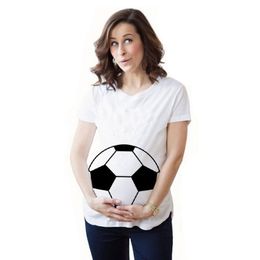Zwangerschapstoppen T-voetbal Gedrukte zwangerschap T-shirt Korte mouwen Casual zwangerschapskleding Plezier Fun Maternity Clothing 230512