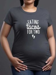 T-shirts de maternité T-shirts T-shirt de maternité imprimé pour femmes adaptées à l'annonce de grossesse Shirt à manches courtes H240518