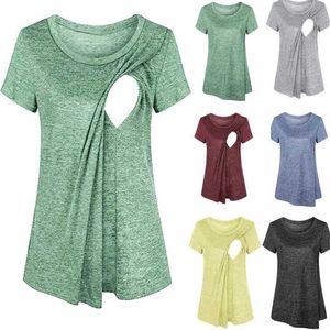 Maternité TEES TEES MATERNITY infirmières TOPS Vêtements Grossesse T-shirt Long Manche Long Femme enceinte d'allaitement maternel