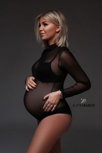Maternity Tops Tees Maternity Poshoot Bodysuit Black Mesh Soft Fabric Body Pregnancy Pregnant Woman Stretch Lace Top for Po Shoot 230614