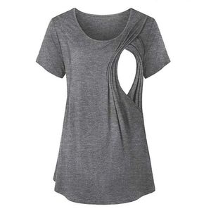 Tops de maternité t-shirts Femmes enceintes T-shirt Maternité d'été à manches courtes à manches courte du cou
