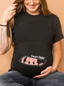 Kraamtops Tees zomer grappige cartoon print zwangerschapskleding mama mama om zwangere t-shirt tops met korte mouwen te zijn vrouwen hete verkoop t-shirts y240518