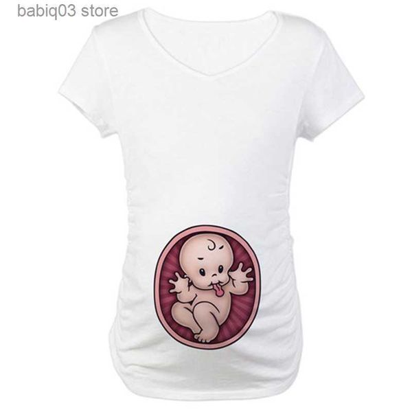 Maternité Tops Tees Été Grossesse Tshirt Taille S-3XL Maternité Mignon Bébé Imprimer O-cou À Manches Courtes T-shirts Femmes Enceinte Vêtements Drôle Tops Tees T230525