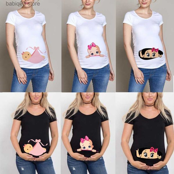 Camisetas de maternidad Camisetas Mujer Embarazo Camiseta Es una niña Estampado de bebé Camisetas de maternidad embarazadas Mujeres embarazadas divertidas Camisetas de verano Tops embarazadas T230523