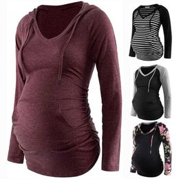 TEPS DE MATERNITY TEES FEMMES Sweat à sweats à col à manches longs imprimées à manches longues à manches longues à manches longues à manches longues H240517 H240517