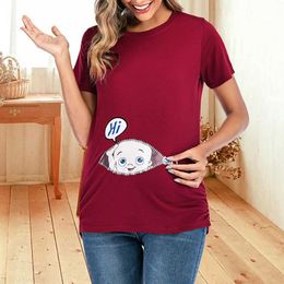 Zwangerschapstoppen T-stukken dames zwangere dames katoenen borstverbetering t-shirt zomerzorg shirt top mode kleding H240518