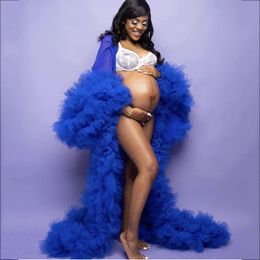 Vestido de tul de maternidad bata bata perspectiva transparente bata larga bata hinchada transparente para Baby Shower Poshoot Pography 240219