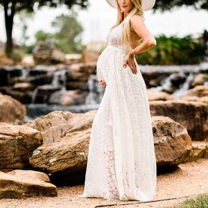 Robes de maternité blanches, pour séance Photo, col Sexy, dos nu, robe de photographie de grossesse, réception-cadeau pour bébé enceinte