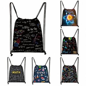 Math Physics Formule Print Drawstring Bag Women Softback Backpack Science Experiment Girl Storage Bags Fort Travel Party Book Bag M1HK#