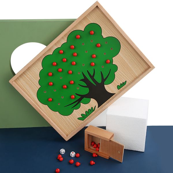 Mathematics Teaching Aids Kindergarten Illuminance Early Education Numéro de puzzle en bois Points Apple Apple Toys