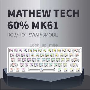 MATHEW TECH MK61 Kit de clavier mécanique 61 touches RVB Bluetooth sans fil 3 modes remplaçable à chaud 60% mini clavier portable compact HKD230808