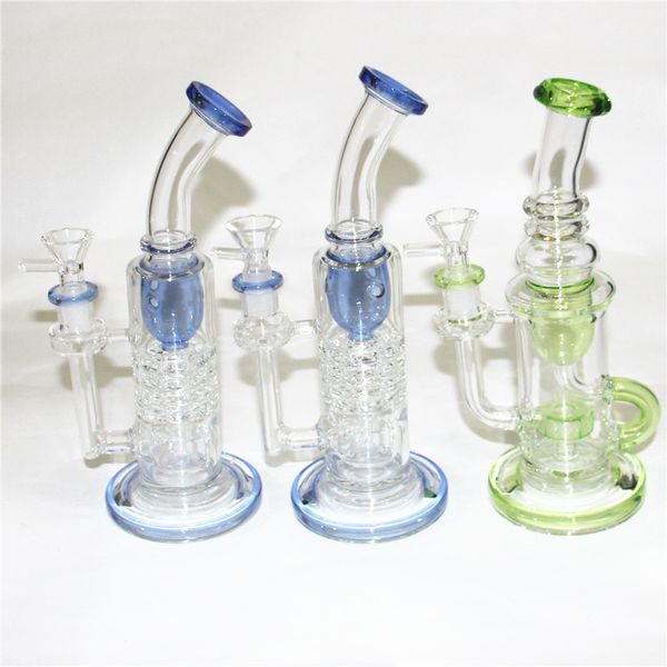 Matrix Perc Recycler Narguilés Avec 14.5mm Joint Style Bong En Verre Huile Rigs Conduites D'eau Dab Rig Vert Bleu Couleurs