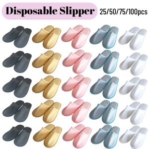 Matten 10025Pairs Bruiloft Wegwerp Slippers voor Gasten Hotel Slippers Vrouwen Mannen Unisex Antislip Spa Slippers Party Home Schoenen Reizen