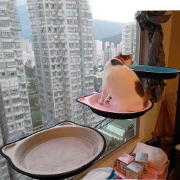 Tapis 2023 Chat Fenêtre Hamac Cadre d'escalade Pet Kitty Suspendu Lit de Couchage Chats Fenêtre Ensoleillée Siège Nid Roulement 15 Kg Accessoires Pour Chats