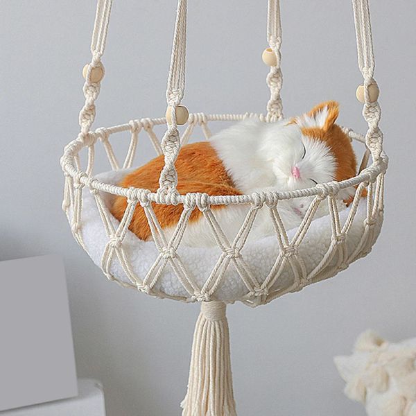 Esteras 2023 gran macrame gato hamaca macrame colgante colgante gato cesta de cama para perro accesorios de gato accesorios de gato perro