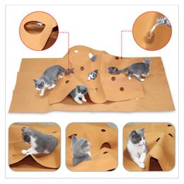 Matten 2Layer Cat Activity Play Mat Fun Interactief Play Scratch Training Toys Brown Bite Pad Scratch Ristant Kitty Toys Accessoires