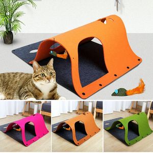 Tapis 44*60/52*70cm feutre tissu chat Tunnel chat Tube labyrinthe chat maison jouet chat chiots chaton souris lapin multifonctionnel Pet Tunnel