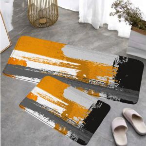 Tapis abstrait géométrique cuisine tapis de sol ensembles Orange blanc gris noir Grunge Style décor à la maison tapis d'entrée paillasson tapis antidérapants