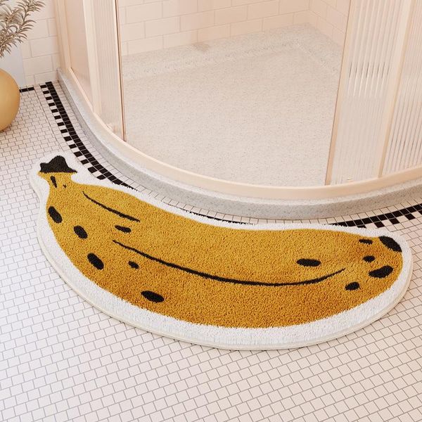 Tapis de bain antidérapants en forme d'arc, tapis de salle de bain en forme d'aubergine banane, tapis de sol absorbant à séchage rapide, paillasson de salle de douche
