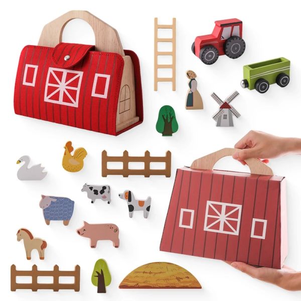Mats Baby Block Block Toys Barn Modèle Empilement Balance Montessori Toys Cars en bois Blocs Animals Rovable Puzzle Games Nouveau-Born