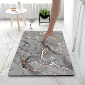 Mattes Salle de bain tapis doux diatomés de terre de terre de terre de sol tapis de salle de bain Super absorbant tapis de toilette Porte de pieds