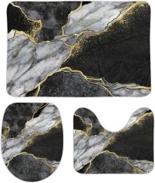 Tapis et tapis de salle de bain en marbre en or noir noir