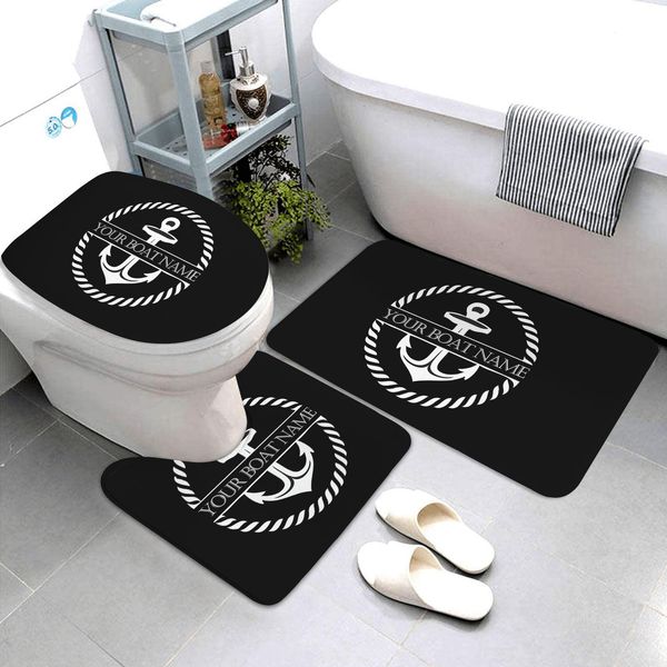 Esteras colección náutica negra esteras de baño productos de baño alfombrillas de baño de anclaje alfombra de baño de tres piezas