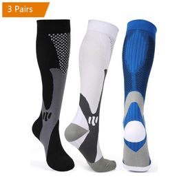 Mats Brothock 3 Paies Socks de compression pour femmes hommes 2030 MMHg confortable Athletic Nylon Medical Infirmage Stockings Sport Running